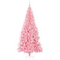 Berkfield Home Lush Christmas Tree with 300 LEDs with Stand Pink 210 cm PVC