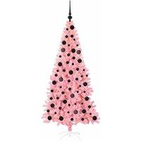 Berkfield Home Lush Christmas Tree with 300 LEDs with Stand Pink 180 cm PVC