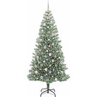 Berkfield Home Stunning Artificial Christmas Tree Snow Flocked with LED Light 210 cm in Green