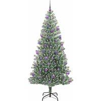 Berkfield Home Stunning Artificial Christmas Tree Snow Flocked with LED Light 210 cm in Green