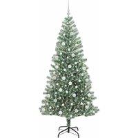 Berkfield Home Stunning Artificial Christmas Tree Snow Flocked with LED Light 210 cm in Green
