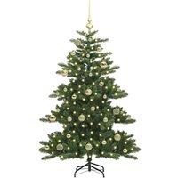Berkfield Home Elegant Artificial Hinged Christmas Tree with 150 LEDs 150 cm PVC in Green