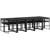 Berkfield Home Beautiful 11 Piece Garden Dining Set Black Poly Rattan