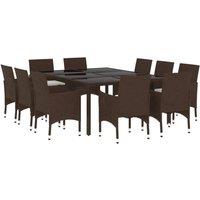 Berkfield Home Elegant 11 Piece Garden Dining Set Poly Rattan Brown