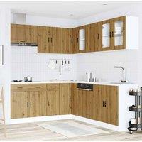 Berkfield Home Elegant 11 Piece Kitchen Cabinet Set Porto Artisan Oak Engineered Wood in Brown