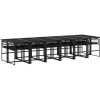 Berkfield Home Beautiful 13 Piece Garden Dining Set Black Poly Rattan