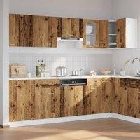Berkfield Home Elegant 11 Piece Kitchen Cabinet Set Old Wood Engineered Wood in Brown