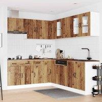 Berkfield Home Elegant 11 Piece Kitchen Cabinet Set Kalmar Old Wood Engineered Wood in Brown
