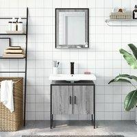 Berkfield Home Stylish 2 Piece Bathroom Cabinet Set Grey Sonoma Engineered Wood