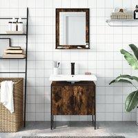 Berkfield Home Stylish 2 Piece Bathroom Cabinet Set Smoked Oak Engineered Wood in Brown