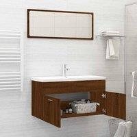 Berkfield Home Practical 2 Piece Bathroom Furniture Set Brown Oak Engineered Wood