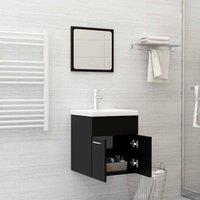 Berkfield Home Durable 2 Piece Bathroom Furniture Set Black Engineered Wood