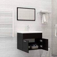 Berkfield Home Durable 2 Piece Bathroom Furniture Set Black Engineered Wood