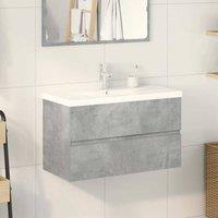 Berkfield Home Durable 2 Piece Bathroom Furniture Set Concrete Grey Engineered Wood