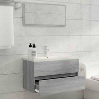 Berkfield Home Practical 2 Piece Bathroom Furniture Set Grey Sonoma Engineered Wood