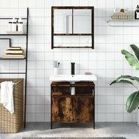 Berkfield Home Durable 2 Piece Bathroom Furniture Set Smoked Oak Engineered Wood in Brown