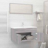 Berkfield Home Practical 2 Piece Bathroom Furniture Set Grey Sonoma Engineered Wood