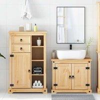 Berkfield Home Comfortable 2 Piece Bathroom Furniture Set Corona Solid Wood Pine in Light Tan
