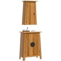 Berkfield Home Beautiful 2 Piece Bathroom Furniture Set Solid Wood Pine in Brown