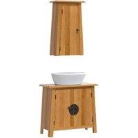 Berkfield Home Beautiful 2 Piece Bathroom Furniture Set Solid Wood Pine in Brown