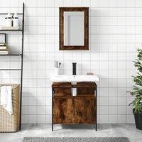 Berkfield Home Durable 2 Piece Bathroom Furniture Set Smoked Oak Engineered Wood in Brown
