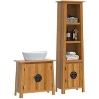 Berkfield Home Beautiful 2 Piece Bathroom Furniture Set Solid Wood Pine in Brown