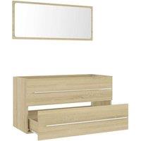 Berkfield Home Durable 2 Piece Bathroom Furniture Set Sonoma Oak Engineered Wood in Light Oak