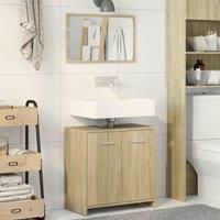 Berkfield Home Practical 2 Piece Bathroom Furniture Set Sonoma Oak Engineered Wood in Light Brown