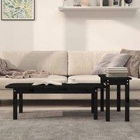 Berkfield Home Beautiful 2 Piece Coffee Table Set Black Solid Wood Pine