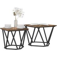 Berkfield Home Versatile 2 Piece Side Table Set Smoked Oak Engineered Wood in Brown