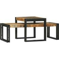 Berkfield Home Stunning 2 Piece Coffee Table Set Solid Rough Wood Mango in Brown