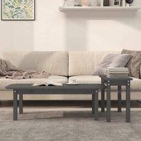 Berkfield Home Beautiful 2 Piece Coffee Table Set Grey Solid Wood Pine