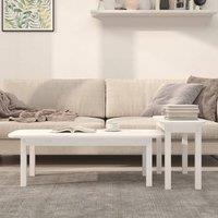 Berkfield Home Beautiful 2 Piece Coffee Table Set White Solid Wood Pine
