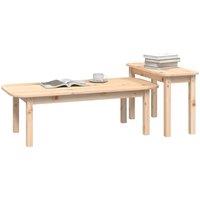 Berkfield Home Beautiful 2 Piece Coffee Table Set Solid Wood Pine in Natural