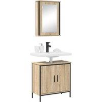 Berkfield Home Elegant 2 Piece Bathroom Furniture Set Sonoma Oak Engineered Wood in Beige