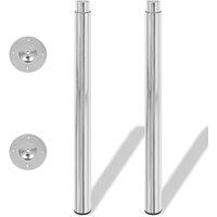 Berkfield Home Sturdy 2 Telescopic Table Legs Chrome 710 mm-1100 mm in Silver