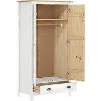 Berkfield Home Modern 2-Door Wardrobe Hill White 89x50x170 cm Solid Pine Wood | Size: 89 x 50 x 170 cm