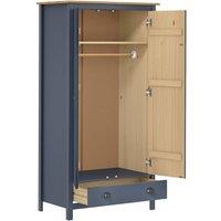 Berkfield Home Modern 2-Door Wardrobe Hill Grey 89x50x170 cm Solid Pine Wood in Navy | Size: 89 x 50 x 170 cm