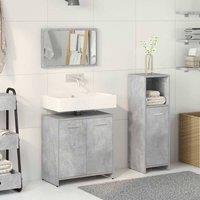 Berkfield Home Durable 3 Piece Bathroom Furniture Set Concrete Grey Engineered Wood
