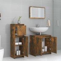 Berkfield Home Stylish 3 Piece Bathroom Furniture Set Smoked Oak Engineered Wood in Brown