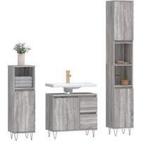 Berkfield Home Modern 3 Piece Bathroom Furniture Set Grey Sonoma Engineered Wood