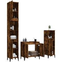 Berkfield Home Modern 3 Piece Bathroom Furniture Set Smoked Oak Engineered Wood in Brown