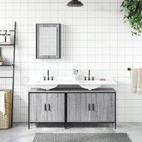Berkfield Home Durable 3 Piece Bathroom Furniture Set Grey Sonoma Engineered Wood