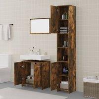 Berkfield Home Stylish 3 Piece Bathroom Furniture Set Smoked Oak Engineered Wood in Brown