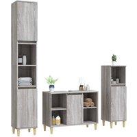 Berkfield Home Durable 3 Piece Bathroom Furniture Set Grey Sonoma Engineered Wood