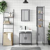 Berkfield Home Durable 3 Piece Bathroom Furniture Set Grey Sonoma Engineered Wood
