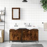 Berkfield Home Durable 3 Piece Bathroom Furniture Set Smoked Oak Engineered Wood in Brown