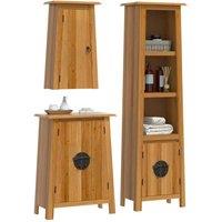 Berkfield Home Beautiful 3 Piece Bathroom Furniture Set Solid Wood Pine in Brown