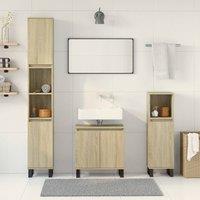 Berkfield Home Durable 3 Piece Bathroom Furniture Set Sonoma Oak Engineered Wood in Light Tan