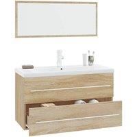Berkfield Home Full 3 Piece Bathroom Furniture Set Sonoma Oak in Brown